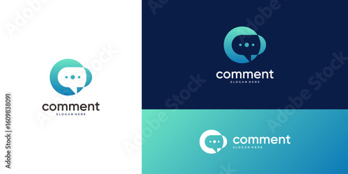 Bubble chat and letter C logo design ideas. Unique vector communication based icon template.