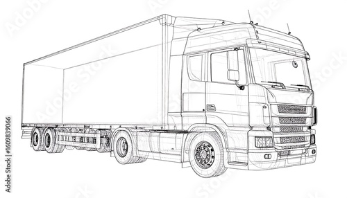 Detailed outline of a semi-truck