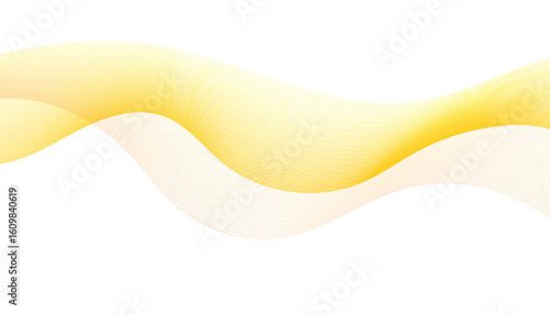 Yellow Abstract Wave Background. Smooth Gradient Lines on White