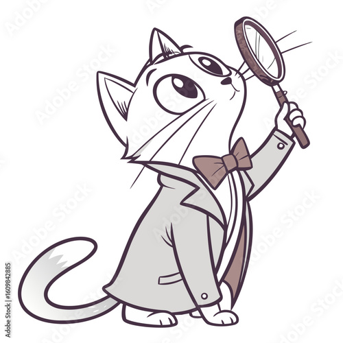 A Stylized Cat Wearing a Bow Tie and Monocle – Elegant & Whimsical Illustration