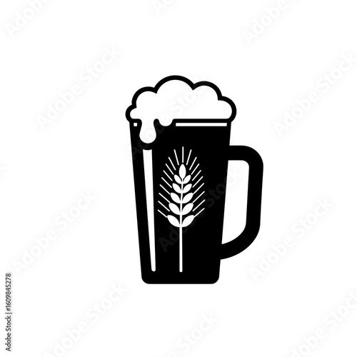 Beer mug with wheat design and foam representing Oktoberfest  