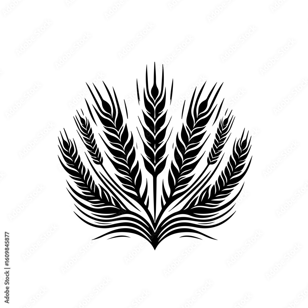 Obraz premium Stylized Black Wheat Stalks Emblem.