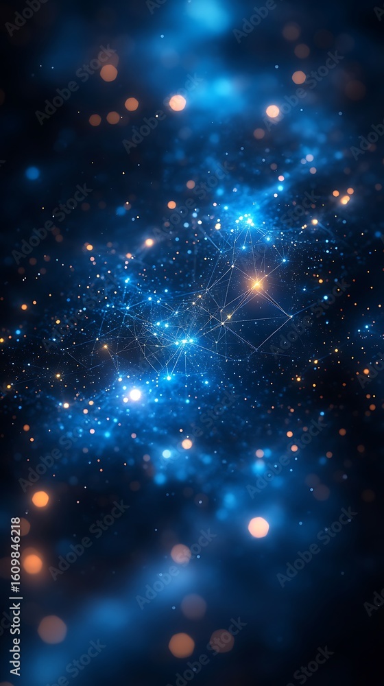 Obraz premium Glowing particle network complex weave image