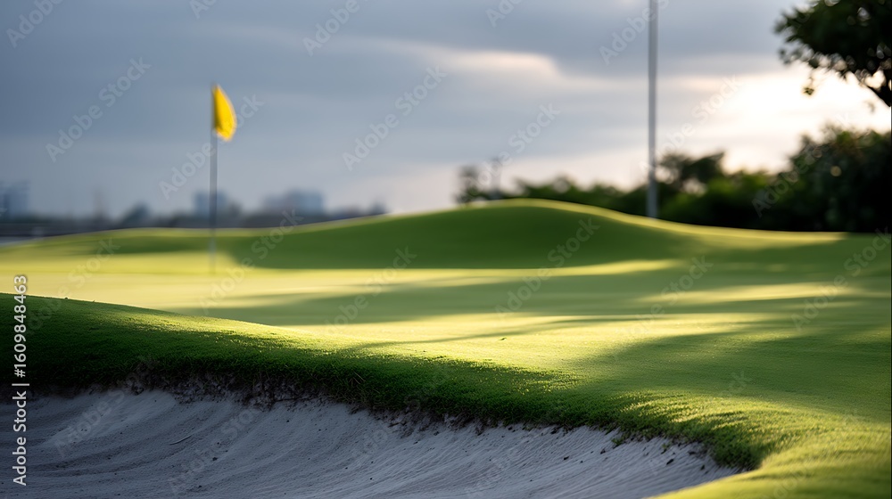 Obraz premium Golf course serenity rolling hills nature landscape tranquil environment scenic viewpoint outdoor concept