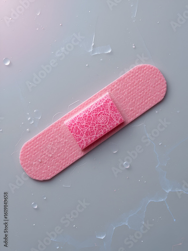 pink adhesive bandage on transparent background