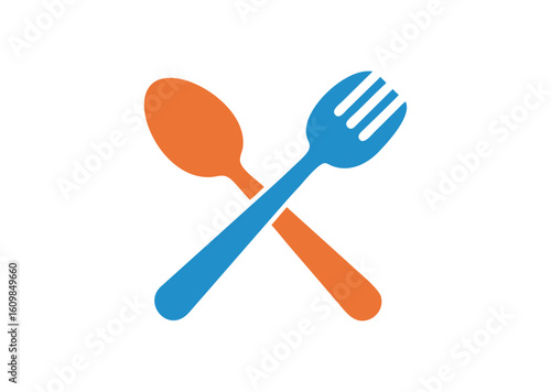 Fork and spoon crossed icon for food and dining vector illustration