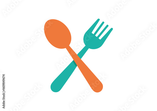 Fork and spoon crossed icon for food and dining vector illustration