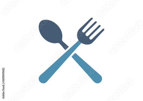 Fork and spoon crossed icon for food and dining vector illustration