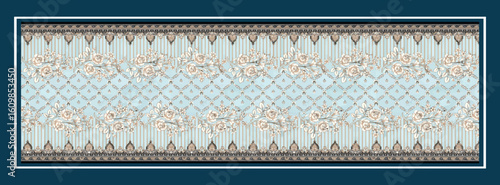 digital silk scarf design with seamless textile pattern