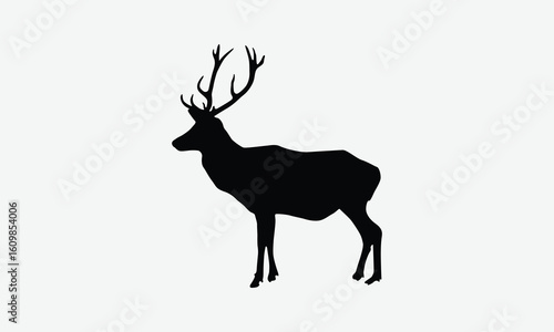 Hunting Silhouette, illustration with hand-lettering and decoration elements, Files as Cutting, Isolated background.