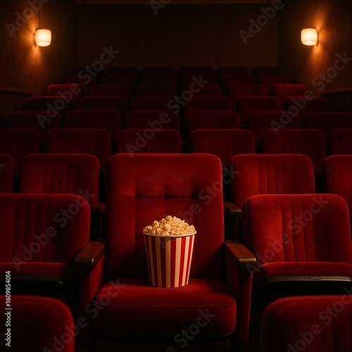 Luxury cinema seats with blankets, gourmet popcorn and soft lighting – premium movie night