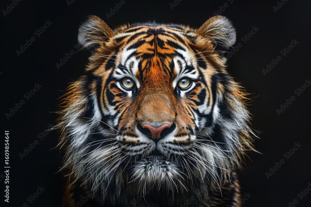 Fototapeta premium Portrait of a Tiger with a black background