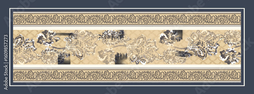 digital silk scarf design with seamless textile pattern