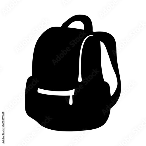 Black and white backpack vector illustration for school or travel gear