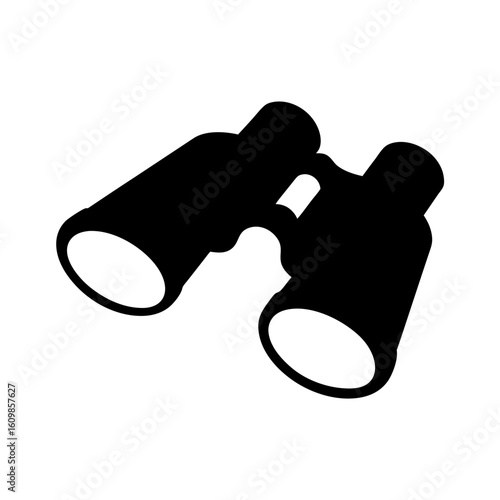 Silhouette of Black Binoculars for Bird Watching or Surveillance Equipment