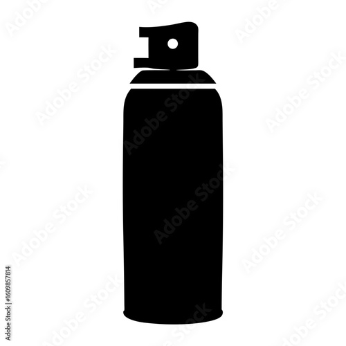 Monochrome spray can illustration featuring a typical cylindrical shape and a nozzle