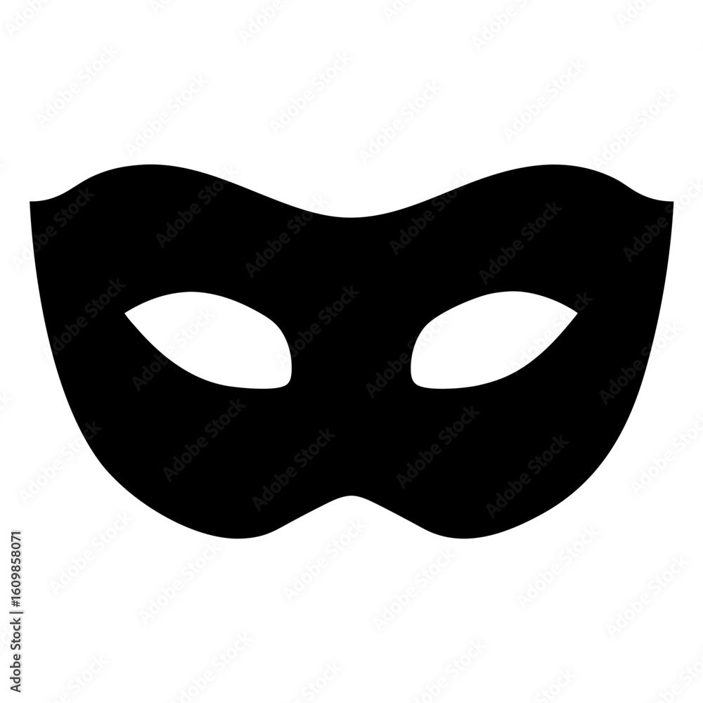 Black masquerade mask with eye openings for a classic festive disguise Black masquerade mask with eye openings for a classic festive disguise