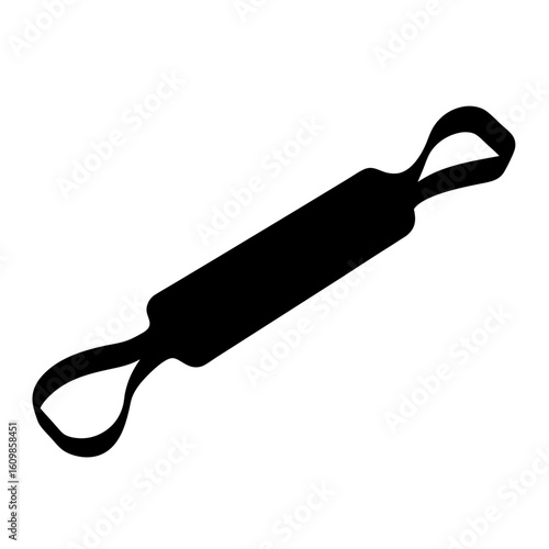 Black silhouette of a bath back scrubber with handle loops on the ends