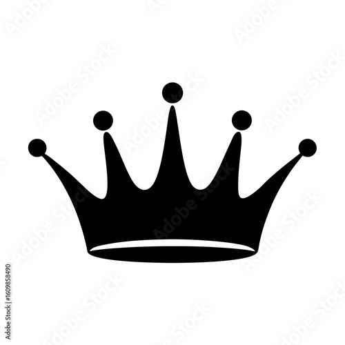 Elegant silhouette of a royal crown with five prominent peaks, simple design