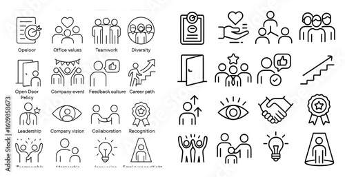 The image is a collection of various icons and symbols, including a heart, a star, and a handshake. The icons represent different concepts such as teamwork, collaboration, and success