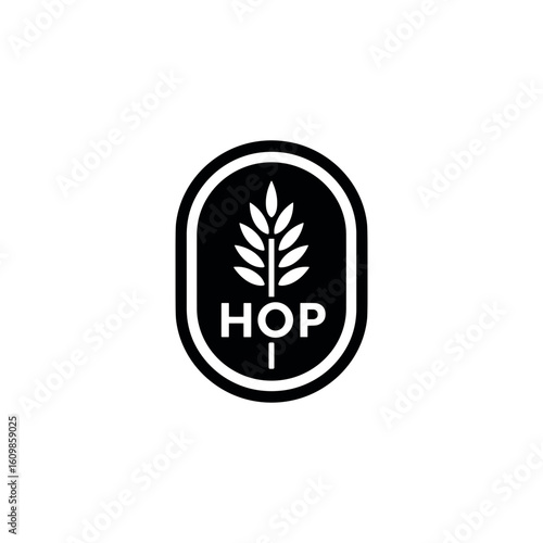 Oval hop label design featuring wheat symbol for Tap Labels  