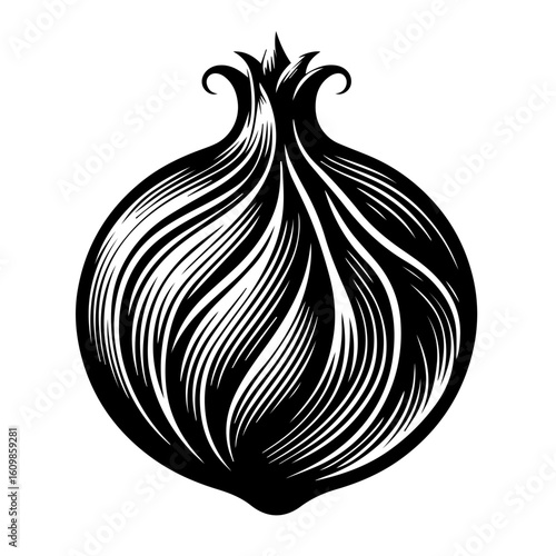 Wallpaper Mural Stylized Black and White Pomegranate Illustration  Torontodigital.ca