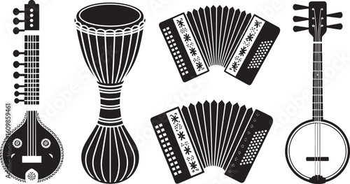 "Global Rhythms: Vector Icons of Traditional Instruments"