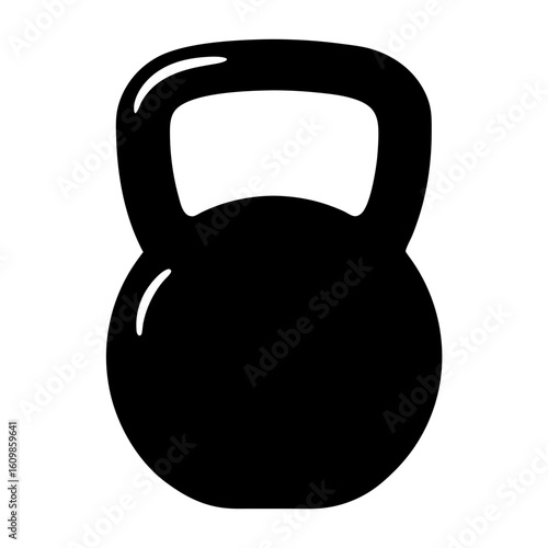 Isolated black silhouette of a kettlebell on white background icon, fitness, gym