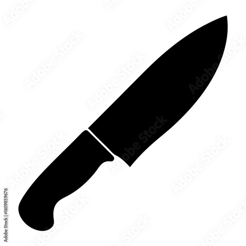 Silhouette of a chef's knife with a thick blade and handle