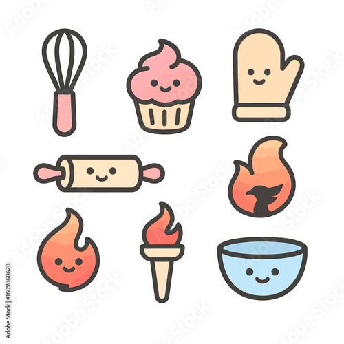 Kawaii Baking Tools Vector Set – Cute Kitchen Icon Pack for Kids & Blogs