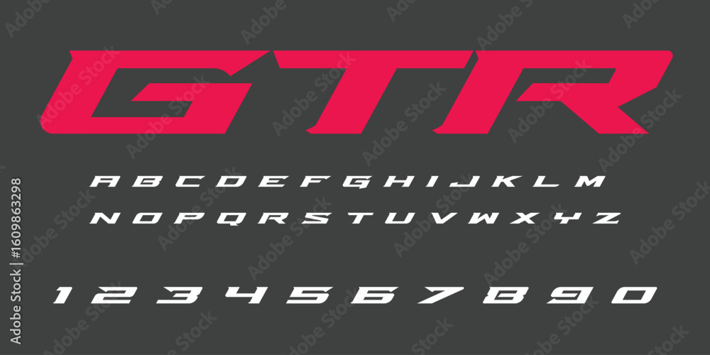 Obraz premium GTR Racing Speed Alphabet Font Vector Bold Sport Typography Letters Download it in high resolution format and print in any size