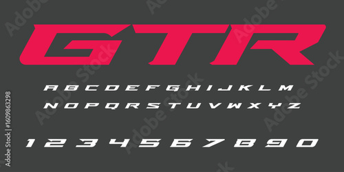 GTR Racing Speed Alphabet Font Vector Bold Sport Typography Letters Download it in high resolution format and print in any size