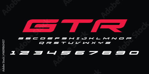GTR Racing Speed Alphabet Font Vector Bold Sport Typography Letters Download it in high resolution format and print in any size