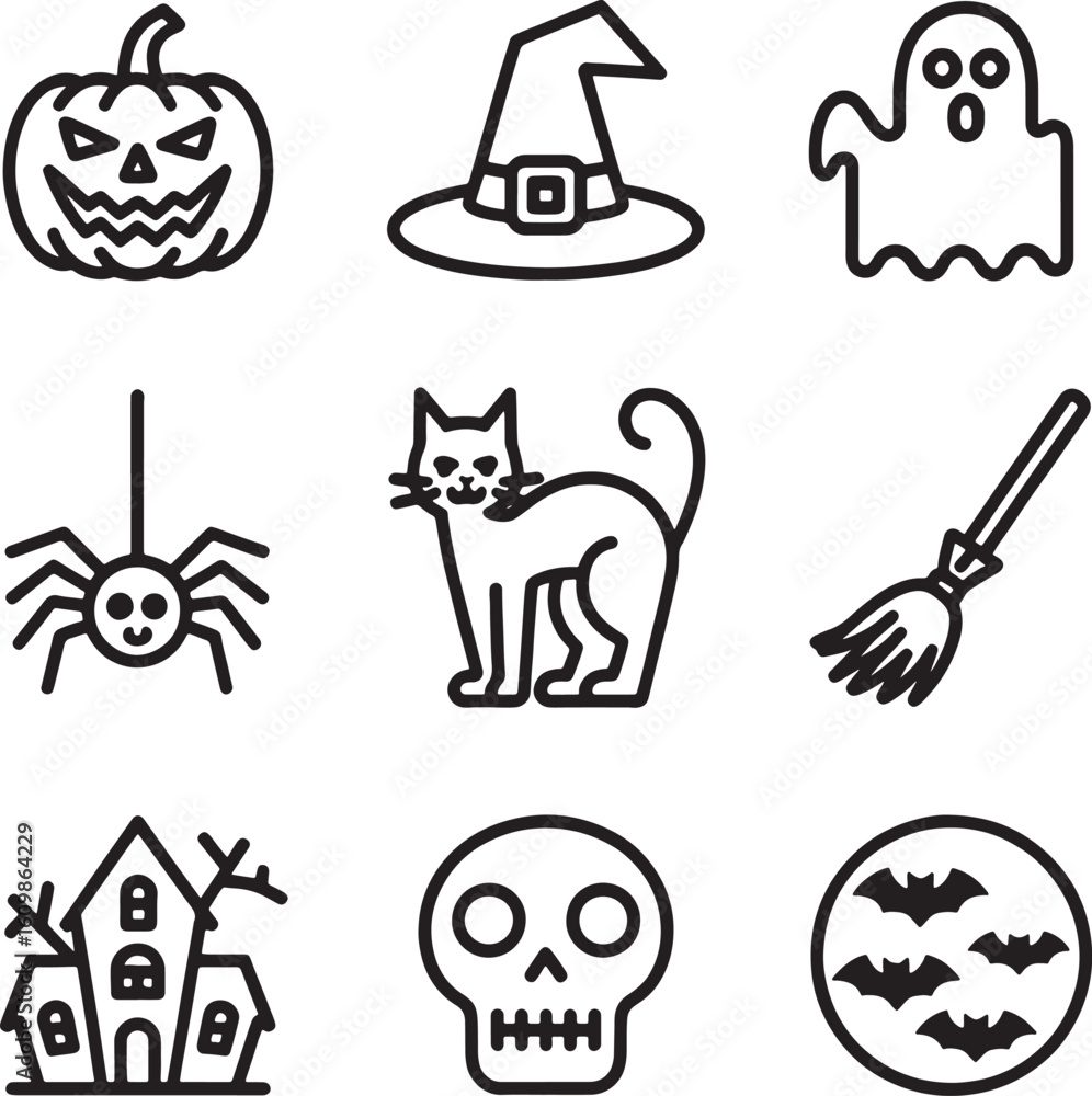 Obraz premium Simple Halloween Icon Set for Graphic Design.