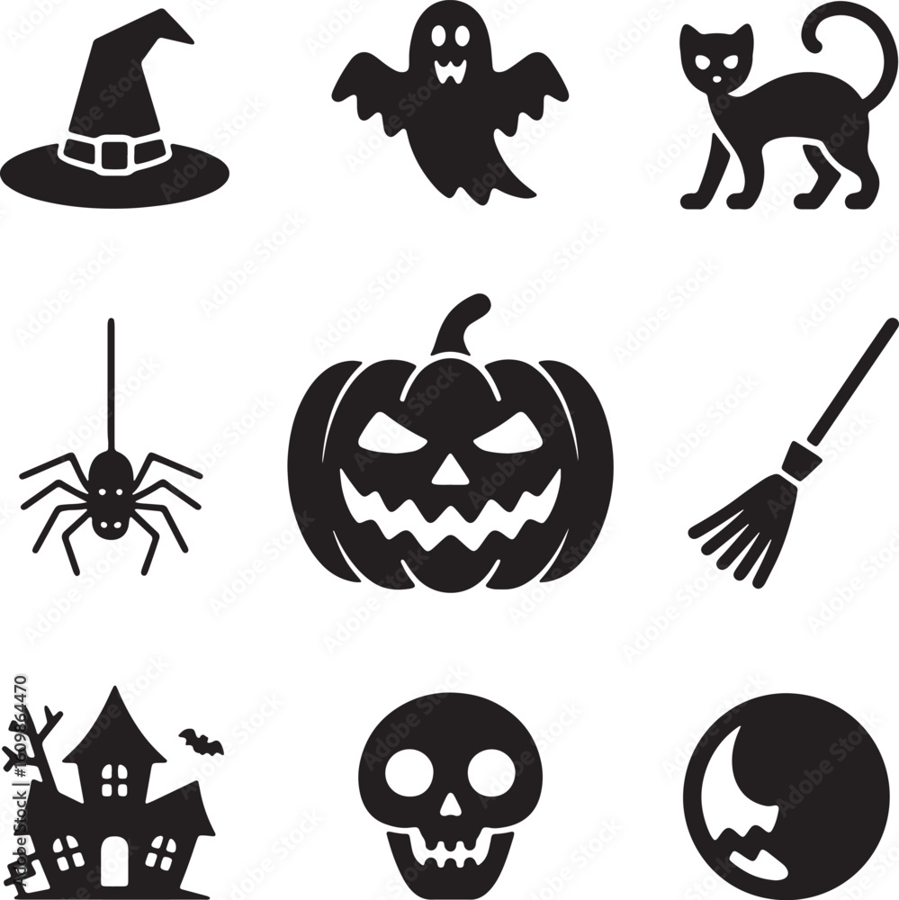 Obraz premium Simple Halloween Icons Set for Design Projects.