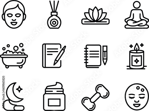 Wellness and spa icon set for health and beauty