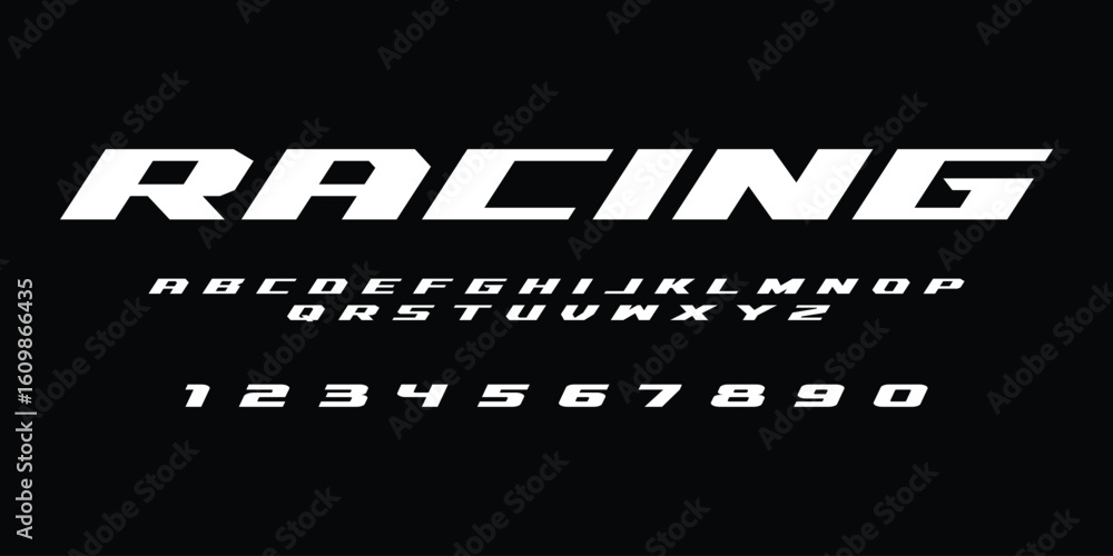 Obraz premium Racing Speed Alphabet Font Vector Bold Sport Typography Letters Download it in high resolution format and print in any size
