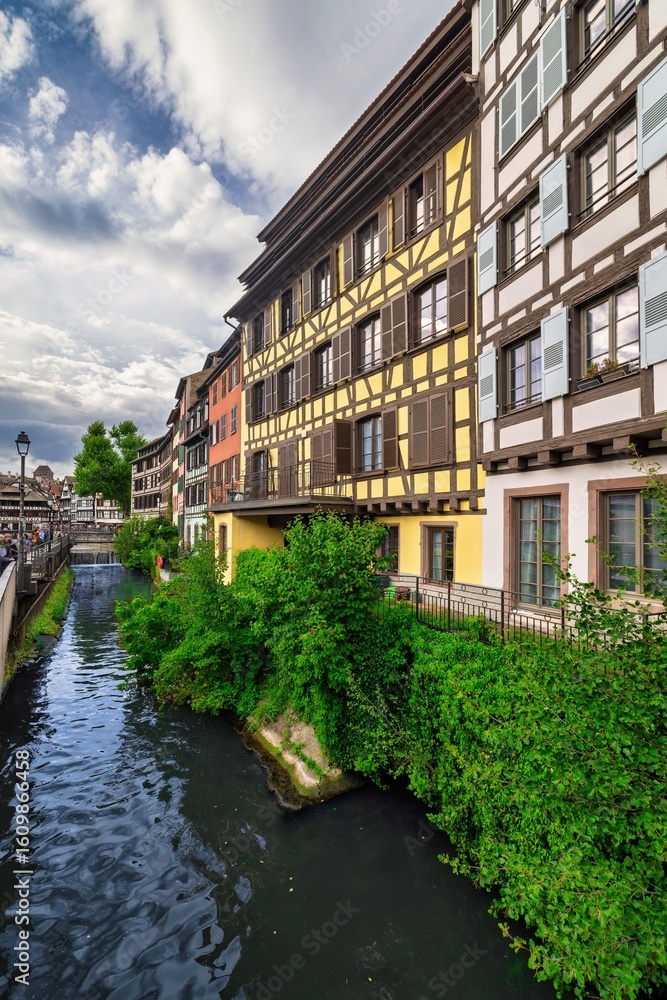 Half-timbered buildings along Strasbourg canal. Half-timbered buildings along Strasbourg canal.