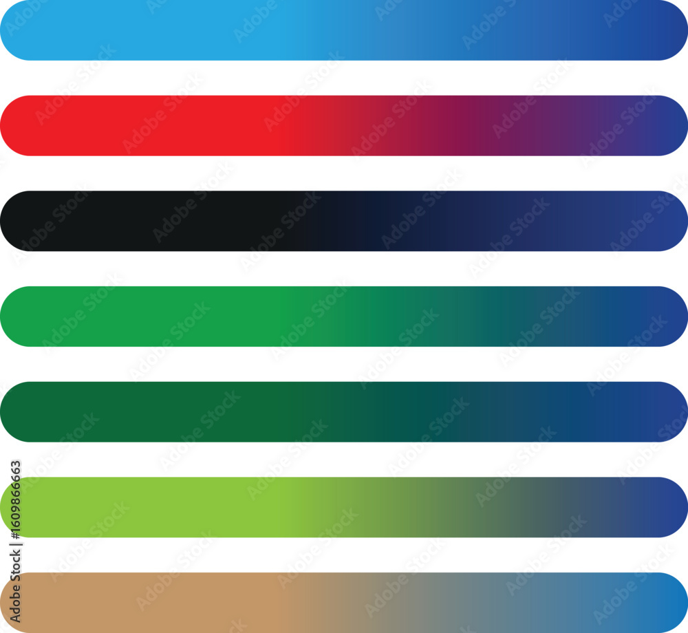 Naklejka premium Colorful horizontal gradient bars with rounded ends vactor degine