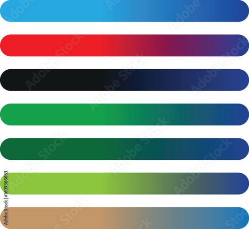 Colorful horizontal gradient bars with rounded ends vactor degine