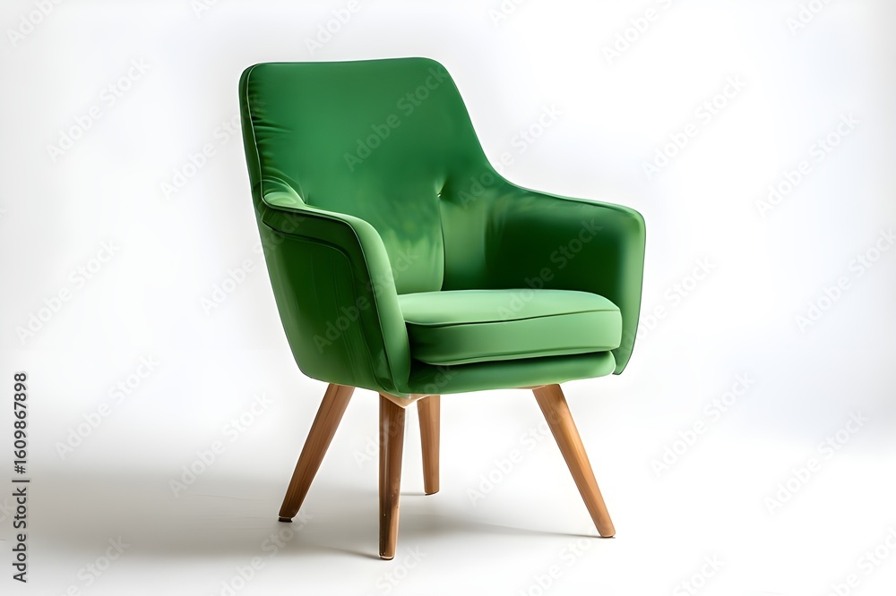 Fototapeta premium A casual photo of green chair with white background. It's a casual photo.