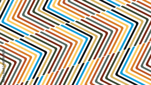 Colorful psychedelic wave background with red and yellow dynamic curves in abstract 1960s 1970s retro mod style, horizontal and vertical layout for banners, posters, and prints