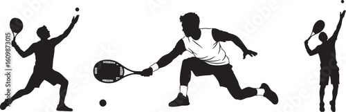 Male Tennis Player Silhouette Vector Set – Action Sports Illustrations