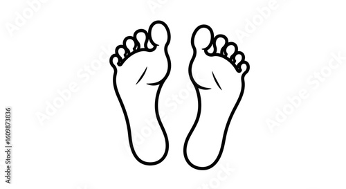 Outline of human feet for creative design and illustrations related to walking