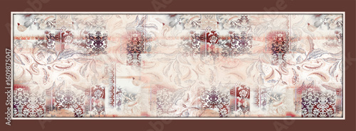digital silk scarf design with seamless textile pattern
