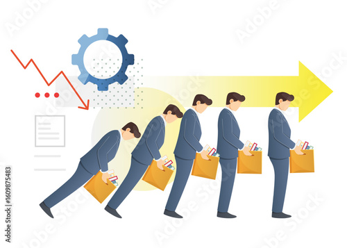 Lay Off - Loss of Job - Economy Collapse - Illustration