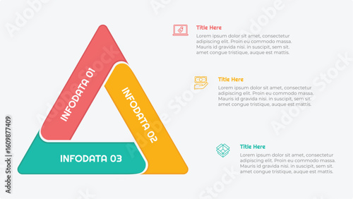 3 Options or Steps Triangle Infographic Element with Flat Style for presentations, reports, and web