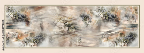 digital silk scarf design with seamless textile pattern