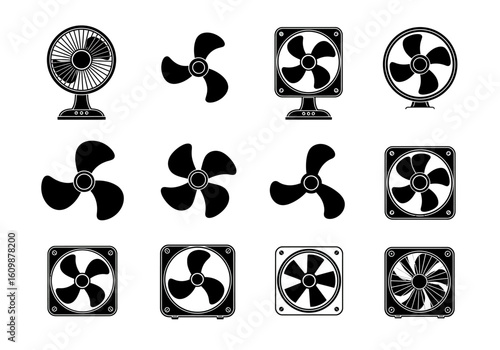 A Collection of Various Fan Designs Showcasing Different Blade Configurations and Housing Styles Essential for Air Circulation and Cooling Solutions