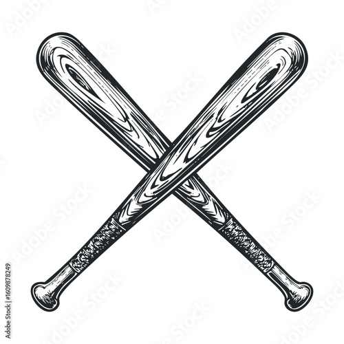 Crossed baseball bats design for sports events and merchandise